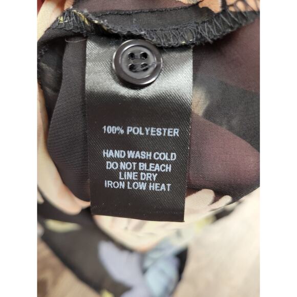 Lulus Oversized Black Sheer Swim Cover Up Button Front Tropical Palms Small - Picture 4 of 4